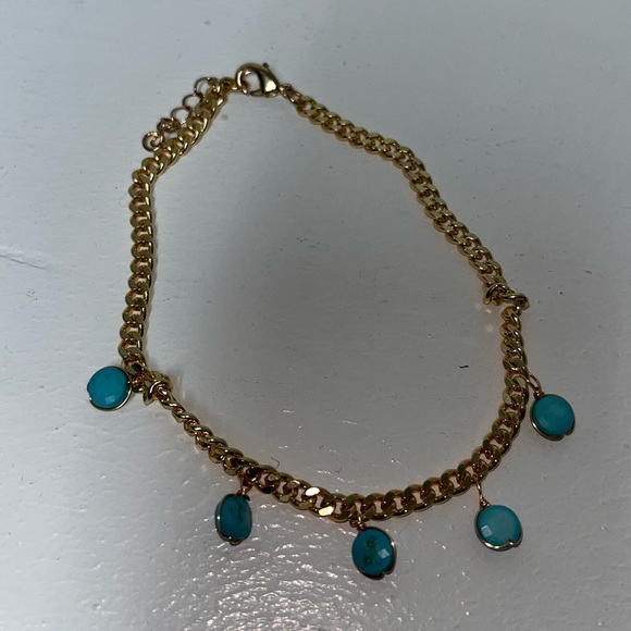 Gold Bracelet with Turquoise Stones - Picture 5 of 5